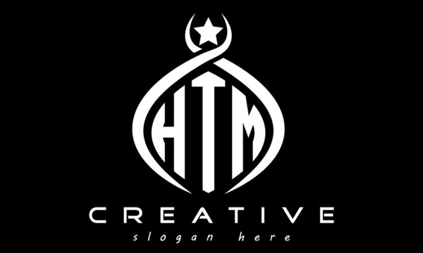 HTM three letters monogram curved oval initial logo design, geometric minimalist modern business shape creative logo, vector template	