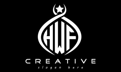 HWF three letters monogram curved oval initial logo design, geometric minimalist modern business shape creative logo, vector template	