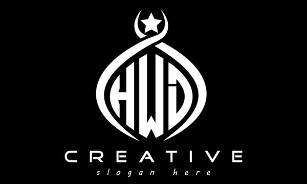 HWD three letters monogram curved oval initial logo design, geometric minimalist modern business shape creative logo, vector template	