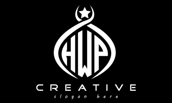 HWP three letters monogram curved oval initial logo design, geometric minimalist modern business shape creative logo, vector template	