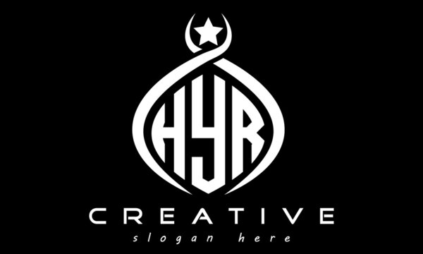 HYR three letters monogram curved oval initial logo design, geometric minimalist modern business shape creative logo, vector template	