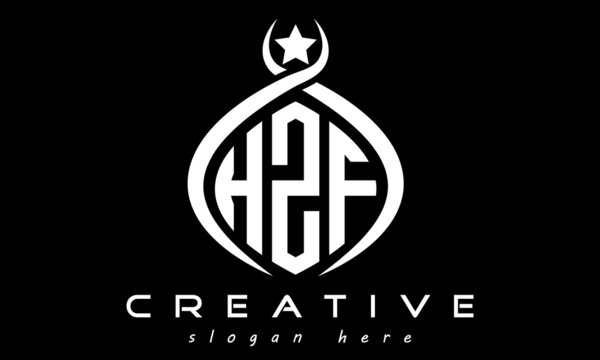 HZF three letters monogram curved oval initial logo design, geometric minimalist modern business shape creative logo, vector template	