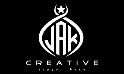 JAK three letters monogram curved oval initial logo design, geometric minimalist modern business shape creative logo, vector template  © gdJubaer