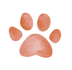 Naklejka premium Watercolor brown paw stain isolated on white