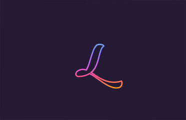 L alphabet letter icon logo design. Creative template for business and company with colorful line color