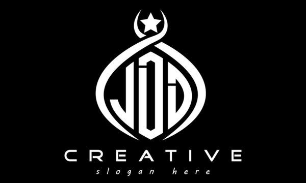 JDD three letters monogram curved oval initial logo design, geometric minimalist modern business shape creative logo, vector template	
