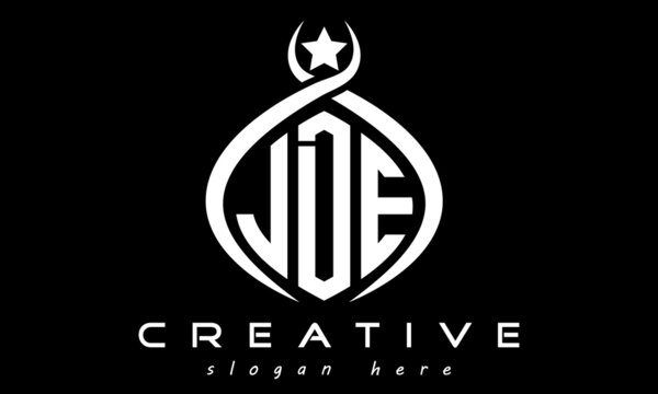 JDE three letters monogram curved oval initial logo design, geometric minimalist modern business shape creative logo, vector template	
