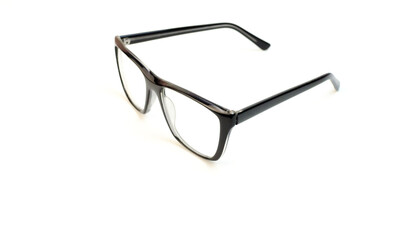 eyeglasses on a white background with a black rim