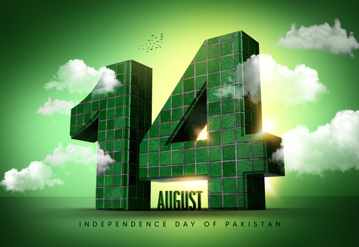 14 August Poster, Independence Day of Pakistan, 3D illustration.