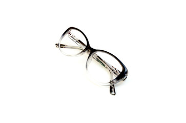 Fototapeta na wymiar eyeglasses on a white background with a black rim