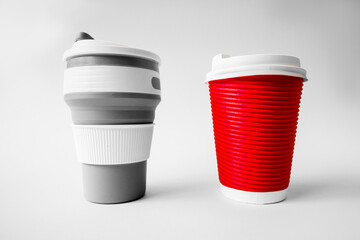  Eco-friendly replacement for disposable coffee cups. Reusable drinking glass vs disposable glass.