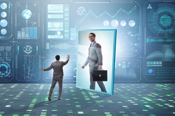 Young businessman in alter ego concept