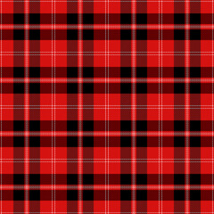 Christmas and new year tartan plaid. Scottish pattern in red, black and white cage. Scottish cage. Traditional Scottish checkered background. Seamless fabric texture. Vector illustration - obrazy, fototapety, plakaty