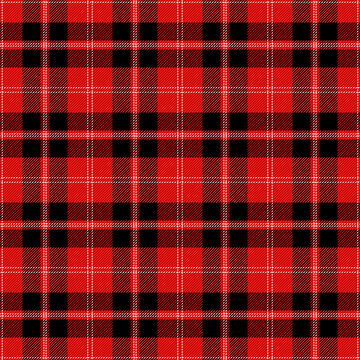 Christmas And New Year Tartan Plaid. Scottish Pattern In Red, Black And White Cage. Scottish Cage. Traditional Scottish Checkered Background. Seamless Fabric Texture. Vector Illustration