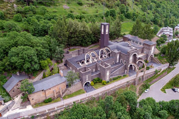 Basilica of Meritxell located in Andorra a country located in the Pyrenees - obrazy, fototapety, plakaty