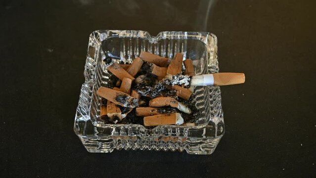 smoking a cigarette and putting it out