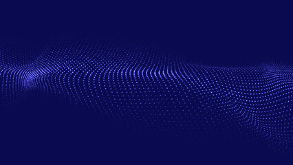 Futuristic blue background with a dynamic wave of particles. Big data. Vector illustration.