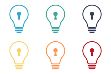 Patented solution. Light bulb and keyhole. Illustration. Isolated on a white background