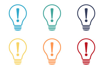 Set of information light bulb icons, idea and answer. Success concept. Lamp. Web design.