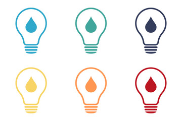 Bulb icon with drop. Alternative energy.
