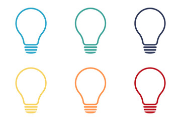 Lamp icons set. Idea lamp icons collection. Outline. Flat style - stock vector