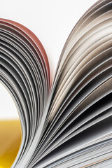 Macro view of opened book pages with toned soft background