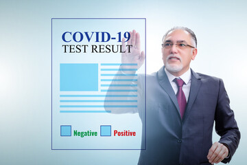 Concept of coronavirus covid-19 test with businessman
