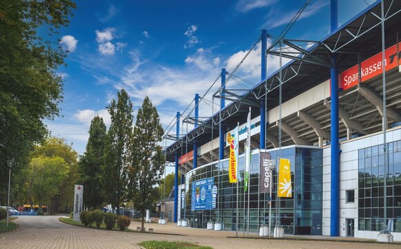 Facade of MSV-Arena, home stadium for MSV Duisburg. Germany - October 2020