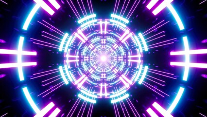 Abstract Night club visual VJ Art with Glowing neon light lamps