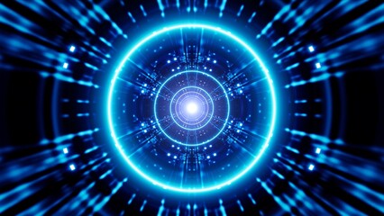 Glowing Blue Circle Light in the Cyber Technology Tunnel