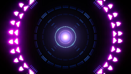 Neon Circular Pattern Dim Lights Tunnel Overlay Texture Effect