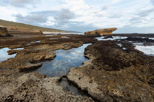 South Africa, Western Cape, Rock formations and tidal pools in&nbsp;Lekkerwater&nbsp;Nature Reserve