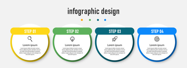 Infographic design elegant professional template with 4 step Premium Vector