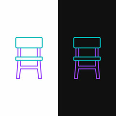 Line Chair icon isolated on white and black background. Colorful outline concept. Vector