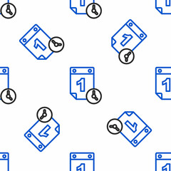 Line Time management icon isolated seamless pattern on white background. Clock and calendar sign. Productivity symbol. Colorful outline concept. Vector