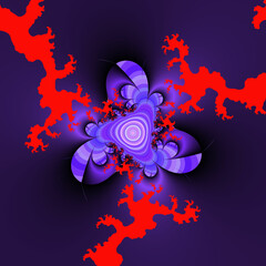Purple red fractal, abstract background with splashes