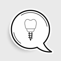 Line Dental implant icon isolated on grey background. Colorful outline concept. Vector