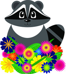 raccoon on a flower