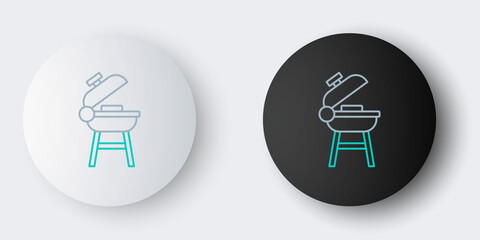 Line Barbecue grill icon isolated on grey background. BBQ grill party. Colorful outline concept. Vector