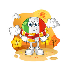 italy flag in the autumn. cartoon mascot vector