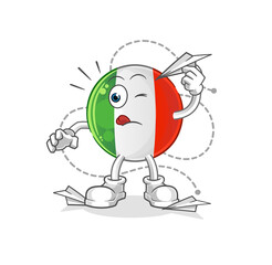 italy flag with paper plane character. cartoon mascot vector