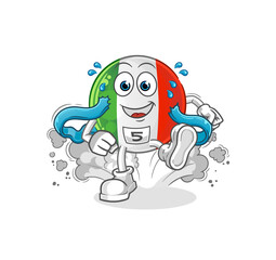 italy flag runner character. cartoon mascot vector