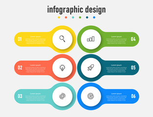 Infographic design elegant professional template with 6 step Premium Vector