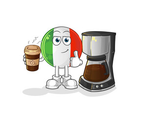 italy flag drinking coffee illustration. character vector