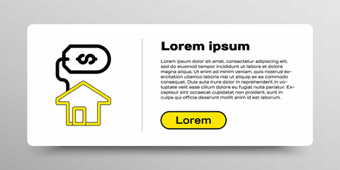 Line House with dollar symbol icon isolated on white background. Home and money. Real estate concept. Colorful outline concept. Vector