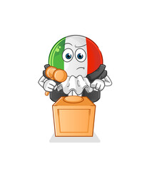 italy flag judge holds gavel. character vector
