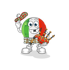 italy flag scottish with bagpipes vector. cartoon character