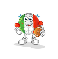 italy flag playing rugby character. cartoon mascot vector
