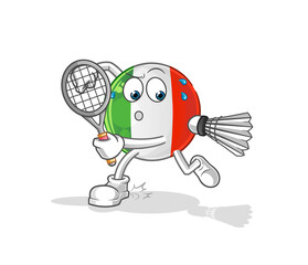 italy flag playing badminton illustration. character vector