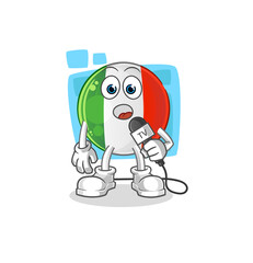 italy flag tv reporter cartoon. cartoon mascot vector